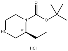 (S)-2-乙基哌嗪-1-羧酸叔丁酯盐酸盐 结构式