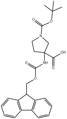 3-((((9H-芴-9-基)甲氧基)羰基)氨基)-1-(叔-丁氧羰基)吡咯烷-3-羧酸 结构式