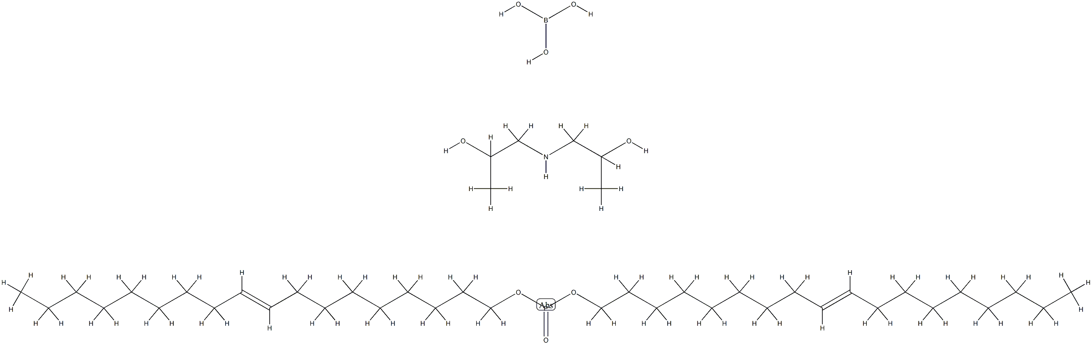 Phosphonic acid, di-9-octadecenyl ester, polymers with boric acid and diisopropanolamine N-tallow alkyl derivs. 结构式