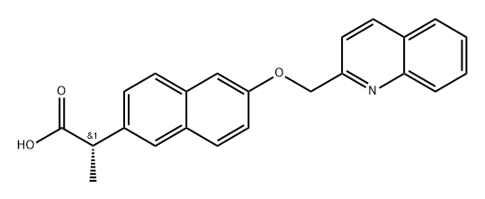 [S,(+)]-α-Methyl-6-(2-quinolinylmethoxy)-2-naphthaleneacetic acid 结构式