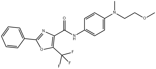 N-[4-[(2-甲氧基乙基)甲基氨基]苯基]-2-苯基-5-(三氟甲基)-4-唑甲酰胺 结构式