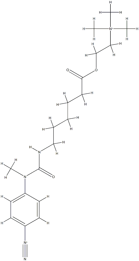 (N'-methyl,N'-4-diazonium phenyl)(N-6-hexanoic acid, 2-(trimethylammonium)ethyl ester)urea 结构式