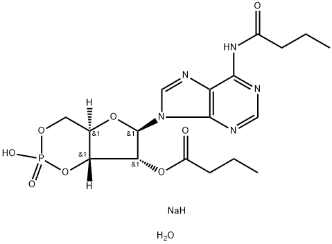 N-6,O-2'-DIBUTYRYLADENOSINE 3':5'-CYCLIC  MONOPHOSPHATE SODIUM SALT 1H2O, 98% 结构式