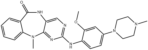 5,11-二氢-2-((2-甲氧基-4-(4-甲基-1-哌嗪基)苯基)氨基)-11-甲基-6H-嘧啶并[4,5-B][1,4]苯并二氮杂卓-6-酮 结构式
