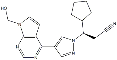 1H-吡唑-1-丙腈,Β-环戊基-4-[7-(羟基甲基)-7H-吡咯并[2,3-D]嘧啶-4-基]-,(ΒR)- 结构式