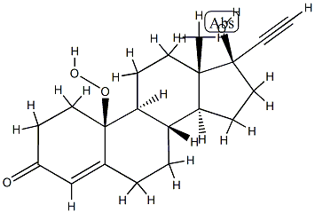 (17R)-10β-Hydroperoxy-17-hydroxy-19-norpregn-4-en-20-yn-3-one 结构式