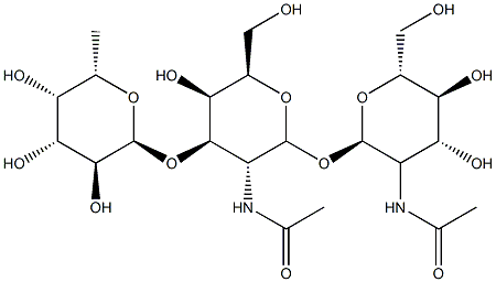 O-fucopyranosyl-(1-3)-O-(2-acetamido-2-deoxyglucopyranosyl)-(1-6)-2-acetamido-2-deoxygalactopyranoside 结构式