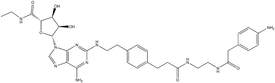 2-(4-(2-(2-((4-aminophenyl)methylcarbonylamino)ethylaminocarbonyl)ethyl)phenyl)ethylamino-5'-N-ethylcarboxamidoadenosine 结构式