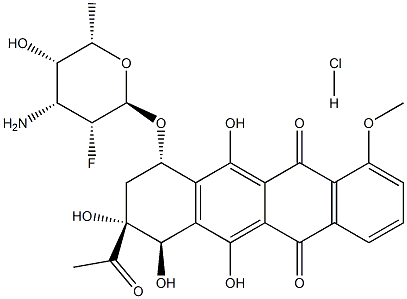 7-O-(3-amino-2,3,6-trideoxy-2-fluorotalopyranosyl)daunomycinone 结构式