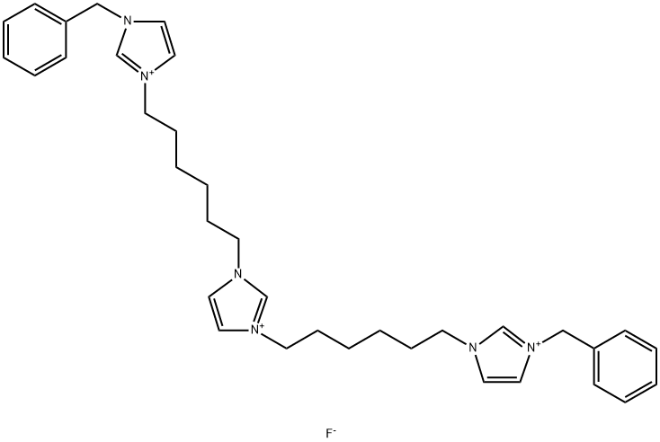1,3-咪唑-双-(1-己基-3-苄基-咪唑)-三氟化物 溶液 结构式
