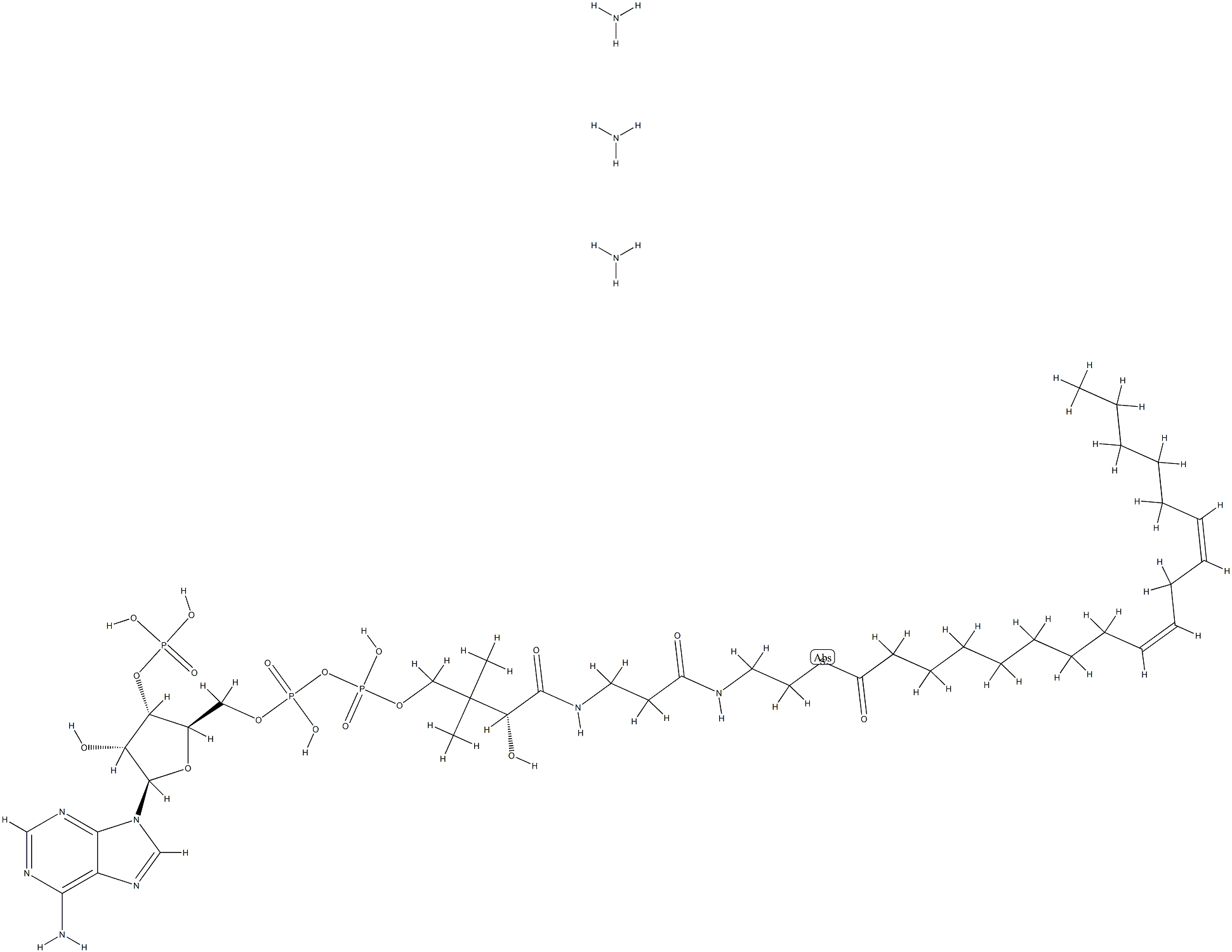 (9Z,12Z-OCTADECADIENOYL) COENZYME A (AMMONIUM SALT);18:2 (N6) COENZYME A 结构式