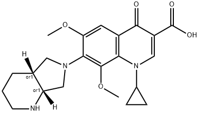 1-环丙基-7-((4AS,7AS)-六氢-1H-吡咯并[3,4-B]吡啶-6(2H)-基)-6,8-二甲氧基-4-氧亚基-1,4-二氢喹啉-3-羧酸 结构式