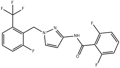 2,6-二氟-N-[1-[[2-氟-6-(三氟甲基)苯基]甲基]-1H-吡唑-3-基]苯甲酰胺 结构式