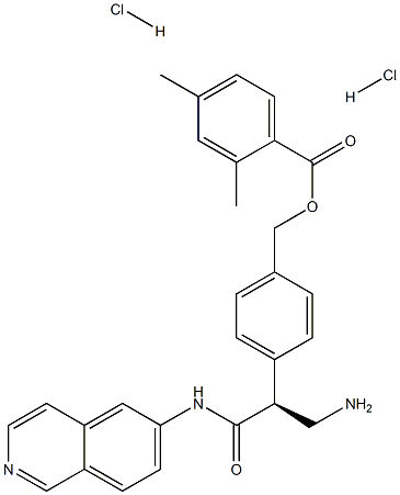 2,4-二甲基苯甲酸 [4-[(1S)-1-(氨基甲基)-2-(6-异喹啉基氨基)-2-氧代乙基]苯基]甲基酯二盐酸盐 结构式