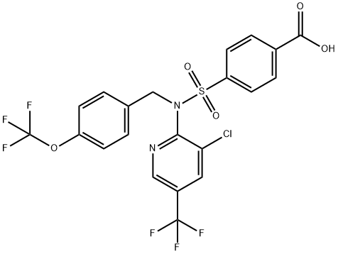 4-(N-(3-氯-5-(三氟甲基)吡啶-2-基)-N-(4-(三氟甲氧基)苄基)氨基磺酰基)苯甲酸 结构式