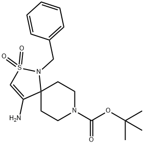 tert-Butyl 4-amino-1-benzyl-2,2--dioxothia-1,8-diazaspiro[4.5]dec-3-ene-8-carboxylate 结构式