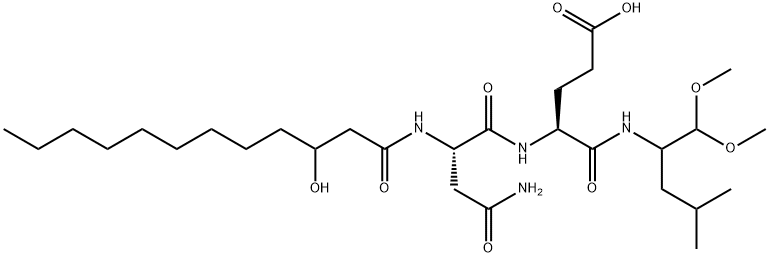 L-Glutamamide, N(sup 2)-(3-hydroxy-1-oxododecyl)-L-asparaginyl-N(sup 1 )-(1-(dimethoxymethyl)-3-methylbutyl)- 结构式