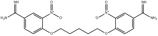 4-[5-(4-carbamimidoyl-2-nitro-phenoxy)pentoxy]-3-nitro-benzenecarboxim idamide 结构式