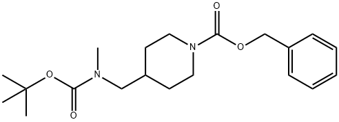 苄基4-(((叔丁氧基羰基)(甲基)氨基)甲基)哌啶-1-羧酸酯 结构式