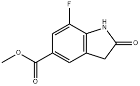 METHYL 7-FLUORO-2-OXOINDOLINE-5-CARBOXYLATE 结构式