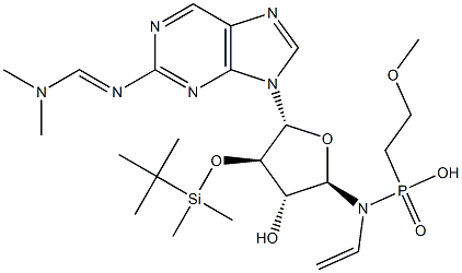 2'-dimethyl-tert-butylsilyl-N(2)-(N,N-dimethylamino)methylene-guanosine 3',5'-cyclic diethylphosphoramidate 结构式