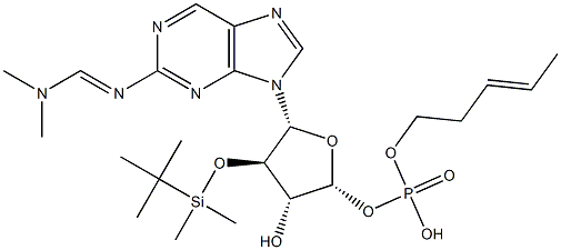 n-butyl 2'-dimethyl-tert-butylsilyl-N(2)-(N,N-dimethylamino)methylene-guanosine 3,',5'-cyclic phosphate 结构式