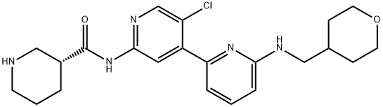 (R)-N-(5'-chloro-6-((tetrahydro-2H-pyran-4-yl)methylamino)-2,4'-bipyridin-2'-yl)piperidine-3-carboxamide 结构式
