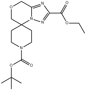 1-叔-丁基 2-乙基 6,8-二氢螺[[1,2,4]三唑并[5,1-C][1,4]噁嗪并-5,4-哌啶]-1,2-二甲酸基酯 结构式