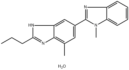 1,7′-Dimethyl-2′-propyl-2,5′-bi-1H-benzimidazole monohydrate 结构式