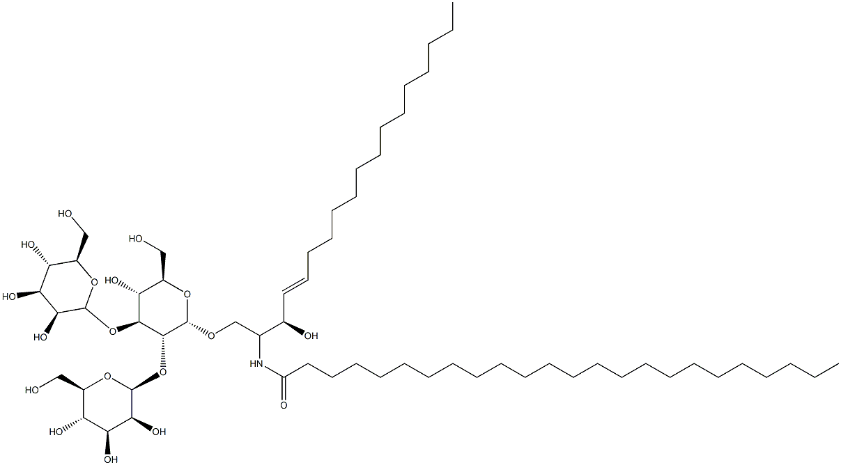 O-mannopyranosyl-(1-3)-O-mannopyranosyl-(1-4)-O-glucopyranosyl-(1-1)-2-N-tetracosanoylsphingenine 结构式