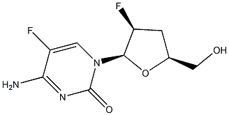 1-(2,3-dideoxy-2-fluoropentofuranosyl)-5-fluorocytosine 结构式