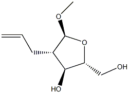 methyl 2-C-allyl-2-deoxyarabinofuranoside 结构式