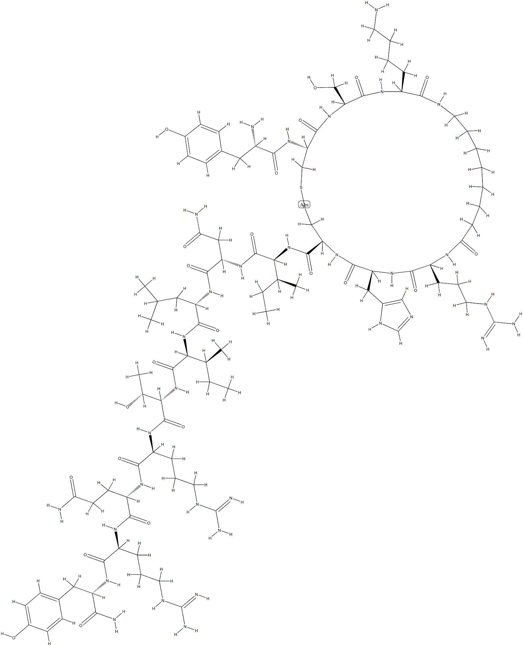 (CYS2)-NEUROPEPTIDE Y (1-4)-8-AMINOOCTANOYL-(D-CYS27)-NEUROPEPTIDE Y (25-32) 结构式