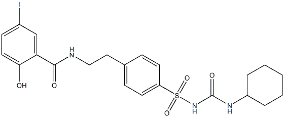 N-[2-[4-(环己基氨基甲酰氨基磺酰基)苯基]乙基]-2-羟基-5-碘苯甲酰胺 结构式