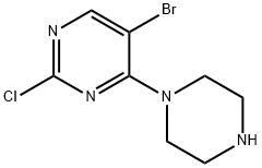 5-bromo-2-chloro-4-(piperazin-1-yl)pyrimidine 结构式