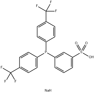 3-(双(4-(三氟甲基)苯基)磷烷基)苯磺酸钠盐 结构式