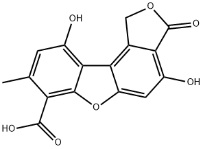 1,3-Dihydro-4,10-dihydroxy-8-methyl-3-oxoisobenzofuro[5,4-b]benzofuran-7-carboxylic acid 结构式