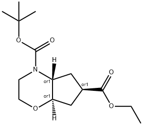 (4AS,6S,7AS)-4-叔-丁基 6-乙基六氢环戊二烯并[B][1,4]噁嗪-4,6(4AH)-二甲酸基酯 结构式