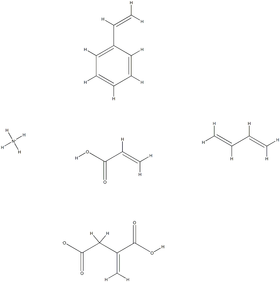 Butanedioic acid, methylene-, polymer with 1,3-butadiene, ethenylbenzene and 2-propenoic acid, ammonium salt 结构式