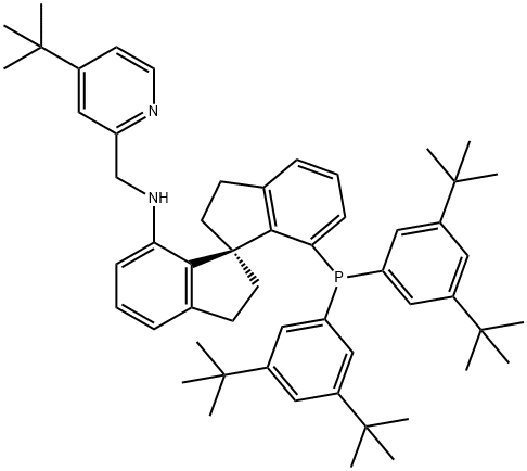 N-[(1R)-7'-[BIS[3,5-BIS(TERT-BUTYL)PHENYL]PHOSPHINO]-2,2',3,3'-TETRAHYDRO-1,1'-SPIROBI[1H-INDEN]-7-YL]-4-TERT-BUTYL-2-PYRIDINEMETHANAMINE 结构式
