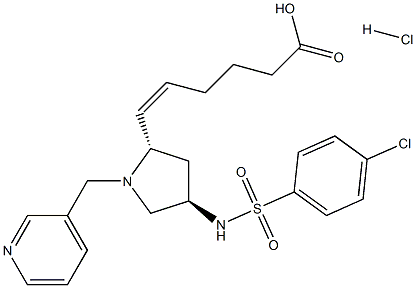 5-Hexenoic acid,6-[(2S,4R)-4-[[(4-chlorophenyl)sulfonyl]amino]-1-(3-pyridinylmethyl)-2-pyrrolidinyl]-,hydrochloride (1:1), (5Z)- 结构式