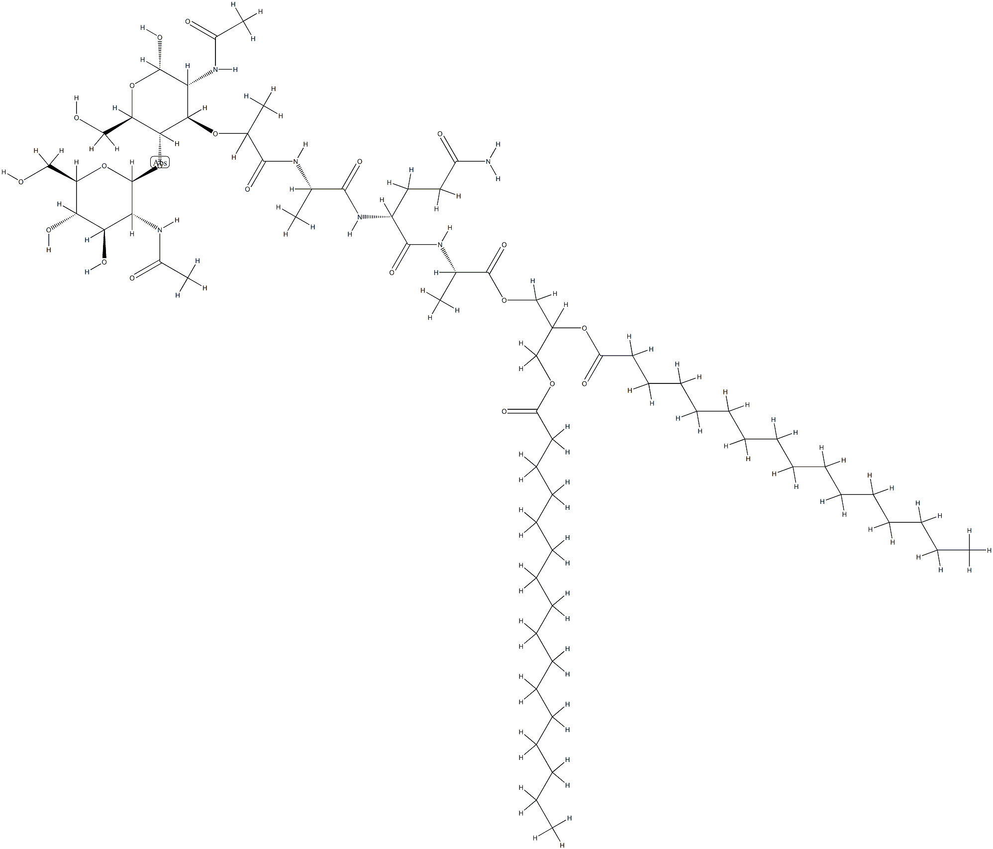 N-acetylglucosamine-N-acetylmuramyl-alanyl-isoglutaminyl-alanyl-glycerol dipalmitoyl 结构式