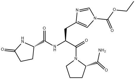 5-Oxo-L-Pro-1-(ethoxycarbonyl)-L-His-L-Pro-NH2 结构式