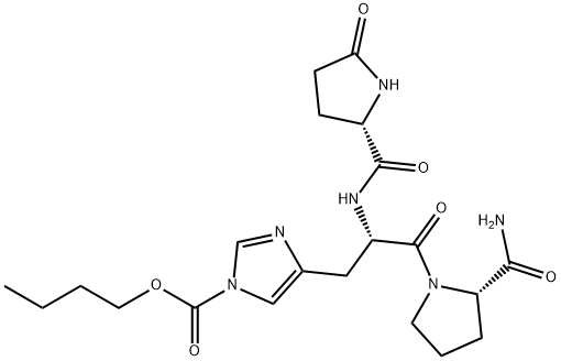 5-Oxo-L-Pro-1-[(butyloxy)carbonyl]-L-His-L-Pro-NH2 结构式