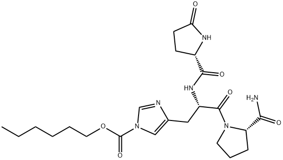 5-Oxo-L-Pro-1-[(hexyloxy)carbonyl]-L-His-L-Pro-NH2 结构式