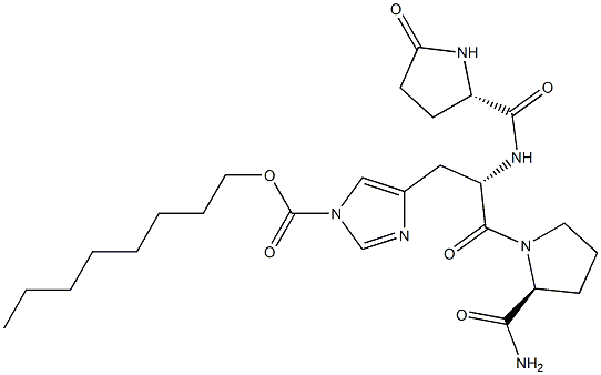 5-Oxo-L-Pro-1-[(octyloxy)carbonyl]-L-His-L-Pro-NH2 结构式