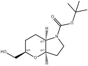 Racemic-(3aR,5R,7aR)-tert-butyl 5-(hydroxymethyl)hexahydropyrano[3,2-b]pyrrole-1(2H)-carboxylate 结构式