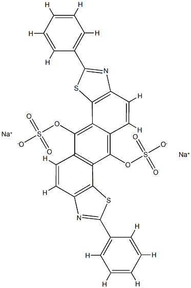 6,12-Bis[(sodiosulfo)oxy]-2,8-diphenylanthra[2,1-d:6,5-d']bisthiazole 结构式