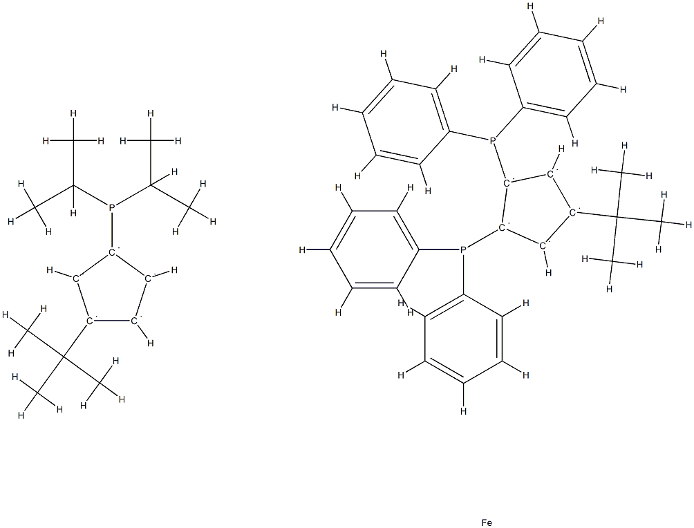 1',4-二(叔丁基)-1,2-双(二苯基膦基)-3'-(二-异丙基膦基)二茂铁 结构式