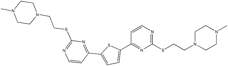 2,5-Bis(2'-((2''-(N-methylpiperazino)ethyl)thio)pyrimidin-4'-yl)thiophene tetrahydrobromide 结构式